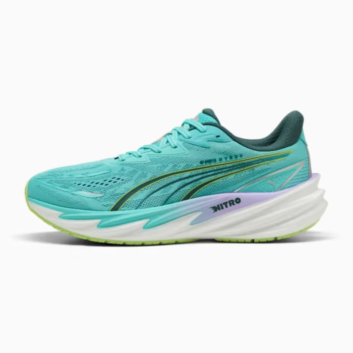 Løbesko Puma Velocity Nitro 5 HYROX, dame i blå farve, set fra siden