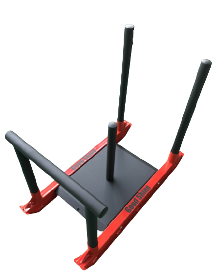 Træningsslæde i stål (Odin PRO Sled) med håndtag og plads til vægtskiver, set skråt forfra